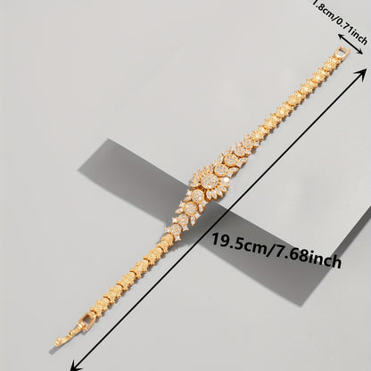 Glamorous Golden Plated Zircon Bracelet for Weddings and Special Occasions