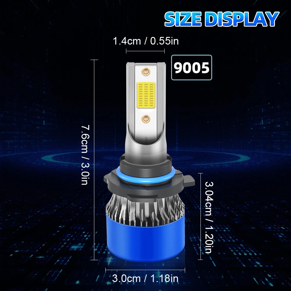 Roadsun 9005 HB3 LED Headlight Bulb 160W 26000LM 6500K COB Chips for Car Headlamps