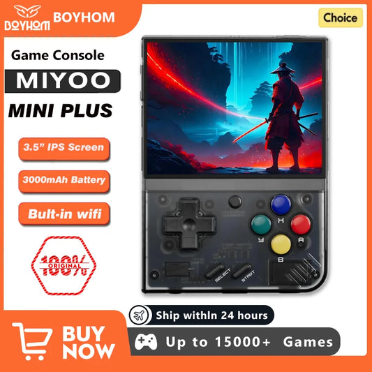 MIYOO Mini Plus Portable Retro Handheld Game Console 3.5 Inch IPS HD Screen Linux Classic Emulator 64G 15K Games 128G 25K Games Kids Gift