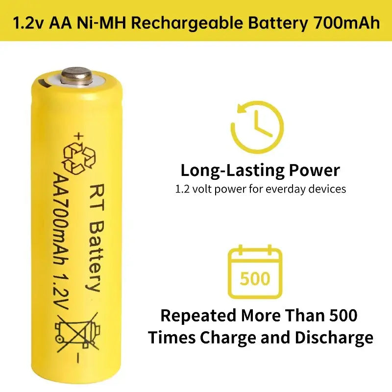 4pcs USB Rechargeable 700mAh 1.2V AA NiMH Batteries Set Battery Set 1.2V United States