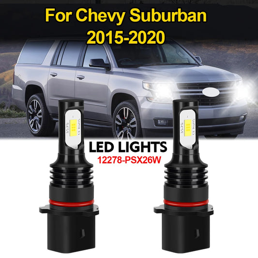 PSX26W LED Fog Light Bulbs for Chevy Suburban 2015 to 2020 6000K White 2 Pack