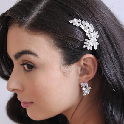 Stonefans Leaf Rhinestone Hairpin for Women Elegant Wedding Headpiece Fashion Accessories