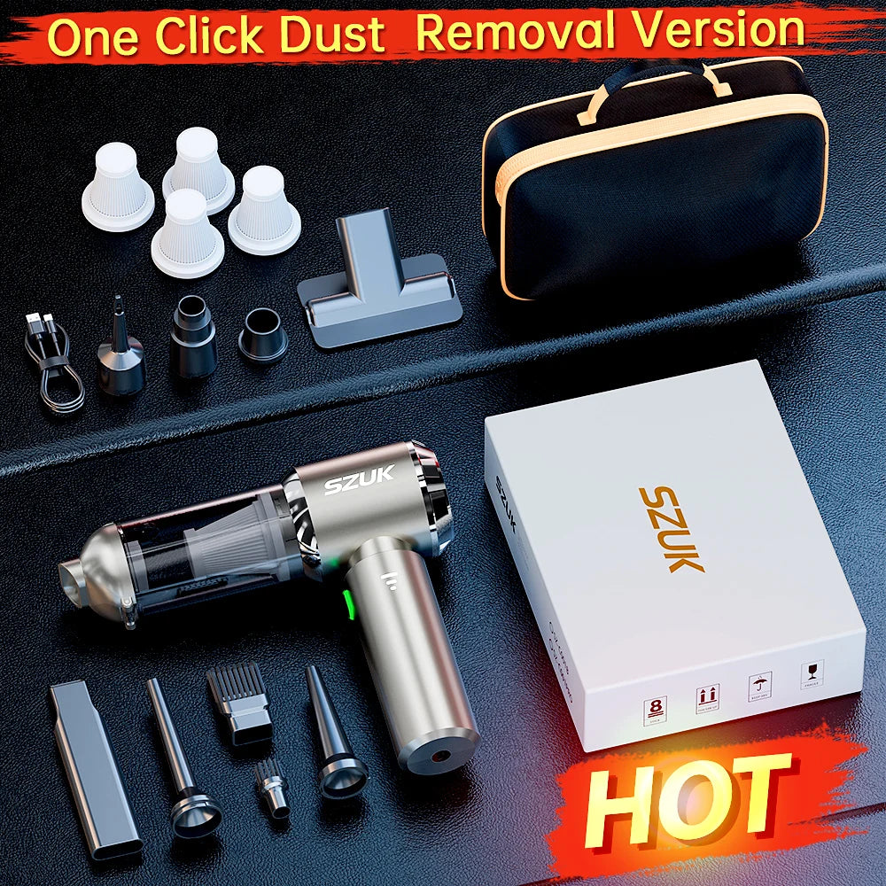 SZUK Wireless Mini Car Vacuum Cleaner 985000Pa Powerful Suction Handheld Portable with HEPA Filter Wet and Dry Cleaning