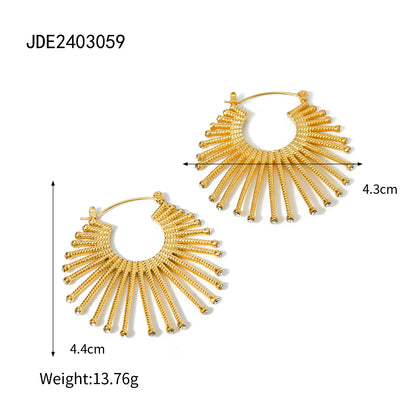 Exquisite Gold Plated Stainless Steel Hoop Earrings for Women