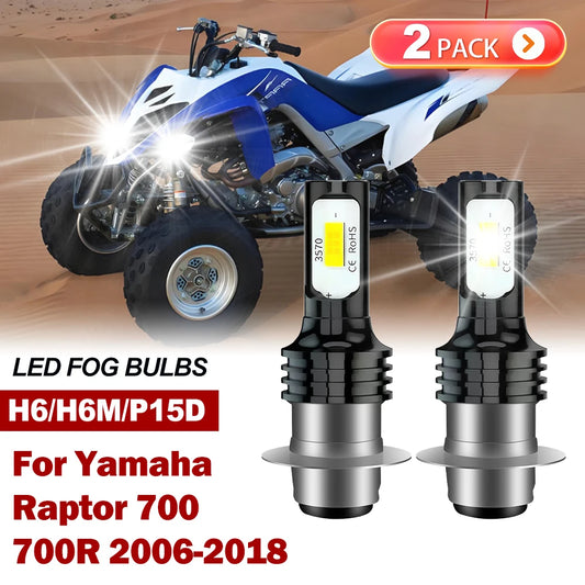 Yamaha Raptor 700 LED Fog Headlight Bulbs 6000K 100W H6 H6M Pair 2006-2018