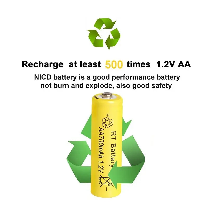 4pcs USB Rechargeable 700mAh 1.2V AA NiMH Batteries Set Battery Set 1.2V United States