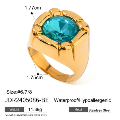 Uworld Fashion 18K Gold Plated Stainless Steel Sun Pearl Zircon Ripple Ring for Women