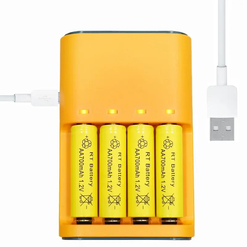 4pcs USB Rechargeable 700mAh 1.2V AA NiMH Batteries Set Battery Set 1.2V United States