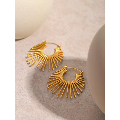 Exquisite Gold Plated Stainless Steel Hoop Earrings for Women