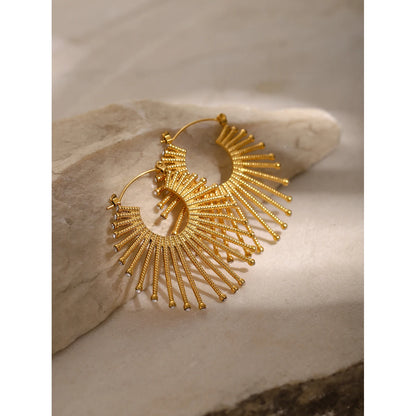 Exquisite Gold Plated Stainless Steel Hoop Earrings for Women