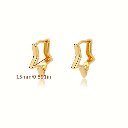 Geometric Star Hoop Earrings Hypoallergenic Stainless Steel for Women