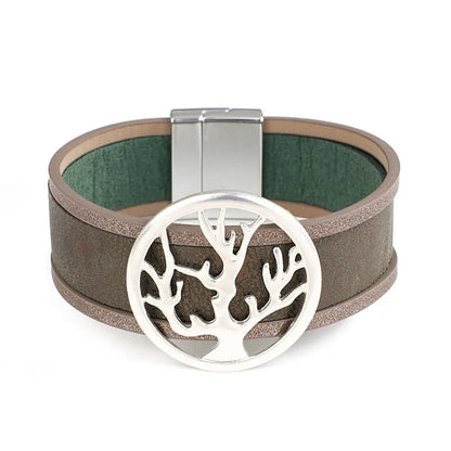 Bohemian Evil Eye Heart Charm Multilayer Dark Green Leather Bracelet for Women