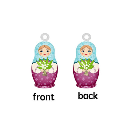 Matryoshka Girl Acrylic Charms Double Sided Painted Earrings Jewelry Accessories