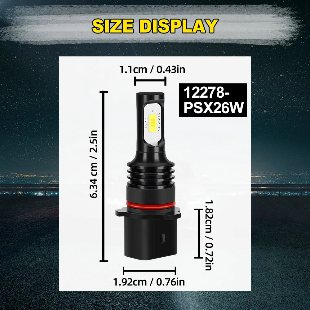 Chevy Tahoe PSX26W White LED Fog Light Bulbs 6000K Dual Pack 2015-2019
