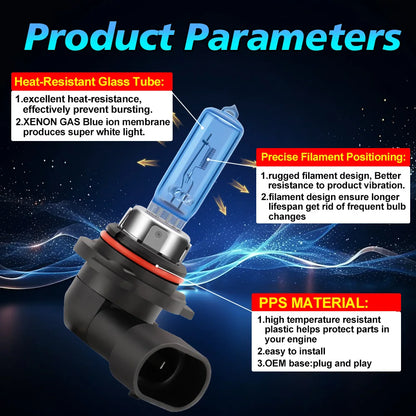 High Performance Halogen Headlight Bulbs Combo for Accord 1995 to 2012 9005 High Beam and 9006 Low Beam Plug and Play 6000K Bright Light