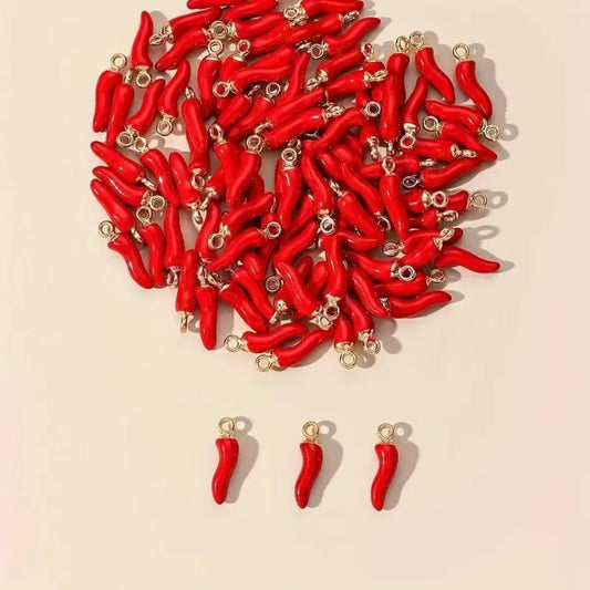 Red Chili Pepper Enamel Charms Set for DIY Jewelry Making
