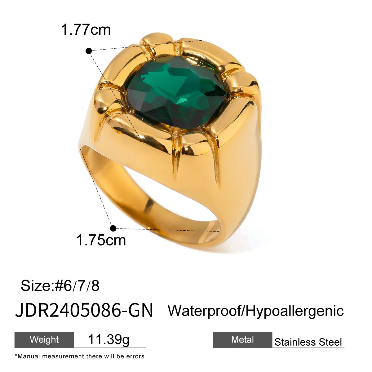 Uworld Fashion 18K Gold Plated Stainless Steel Sun Pearl Zircon Ripple Ring for Women