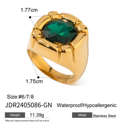 Uworld Fashion 18K Gold Plated Stainless Steel Sun Pearl Zircon Ripple Ring for Women