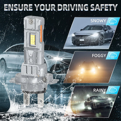 Roadsun 2PCS H7 LED Headlight Bulbs 30000LM High Low Beam Canbus for Auto Motorcycle