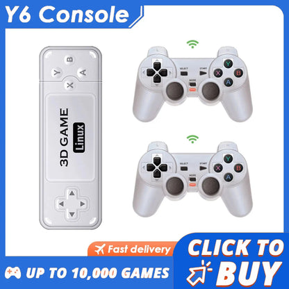 BOYHOM Y6 Retro Game Console 4K 60fps HDMI Low Latency Dual Controllers Portable TV Stick 64GB 128GB Emulation for GBA PSP PS1 N64