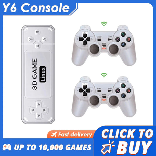BOYHOM Y6 Retro Game Console 4K 60fps HDMI Low Latency Dual Controllers Portable TV Stick 64GB 128GB Emulation for GBA PSP PS1 N64