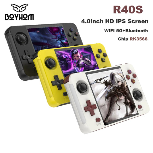 R40S Retro Handheld Linux Gaming Console 4 Inch 720 by 720 IPS RK3566 WiFi 4000mAh 64GB Expandable Pocket Game Player