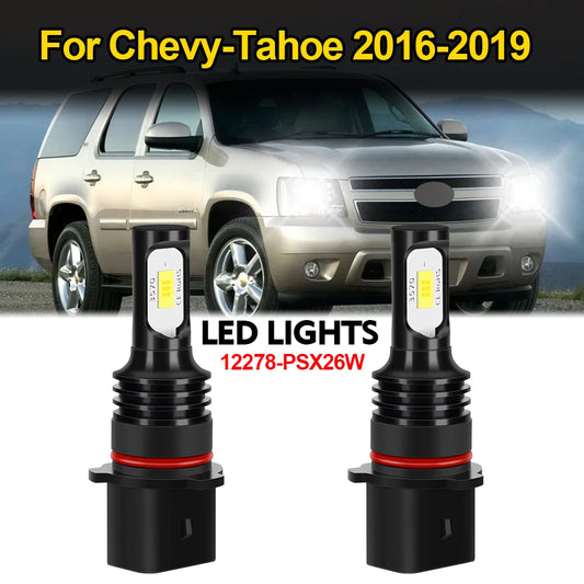 Chevy Tahoe PSX26W White LED Fog Light Bulbs 6000K Dual Pack 2015-2019