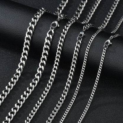 Stainless Steel Cuban Link Chain Necklace for Men and Women Punk Choker Jewelry 3.5-7MM