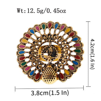 Elegant Turkish Vintage Gold Flower Ring for Women - Antique Ethnic Zircon Alloy Jewelry Gift