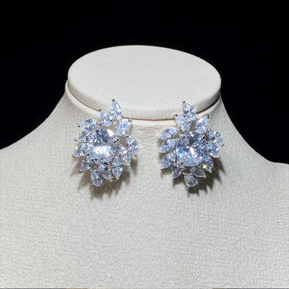 Luxury Bridal Jewelry Set With Water Drop Cubic Zirconia Necklace and Earrings