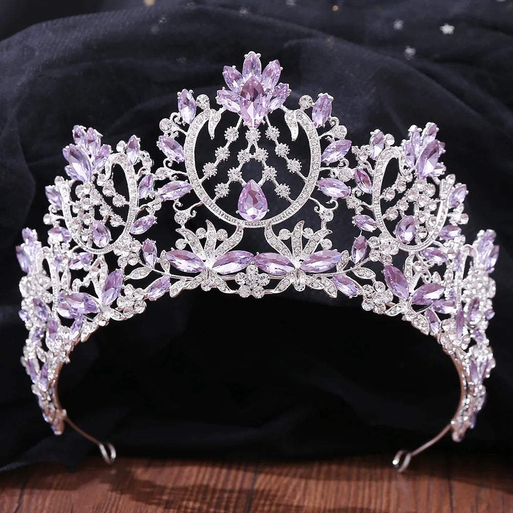 Elegant Lilac Rhinestone Bridal Tiara for Wedding and Special Occasions