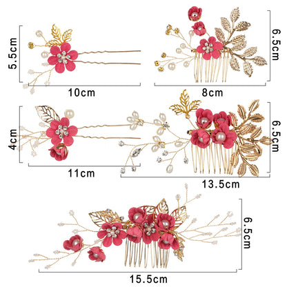 Luxury Crystal Crown Hair Combs - Elegant Bridal Clips with Leaf Design