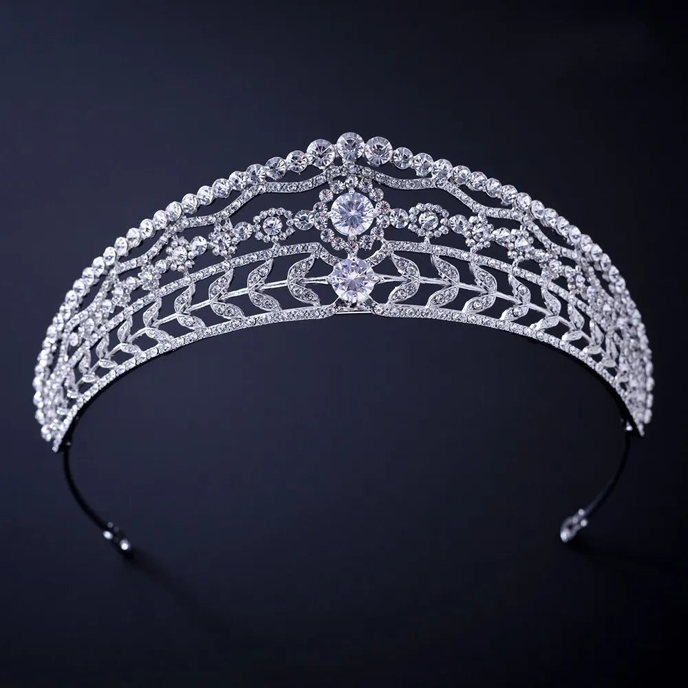 Silver Crystal Rhinestone Bridal Tiara - Top-Rated Wedding Hair Accessory Style V