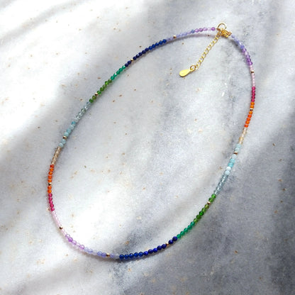 Lii Ji Rainbow Tanzanite Necklace 925 Sterling Silver Gold Adjustable Unisex Gift 37.5+4cm
