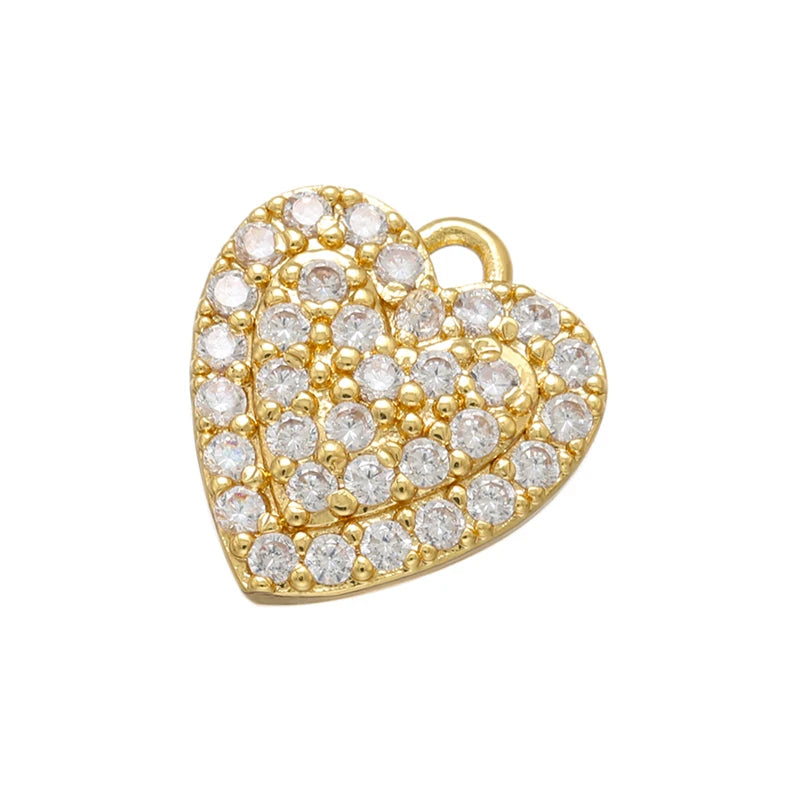 Zhukou Brass Heart Crystal Pendant for Women Jewelry Making