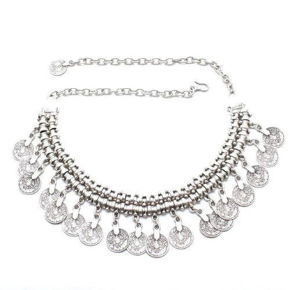Indian Vintage Coin Tassel Choker Necklace for Women Ethnic Boho Jewelry Gift