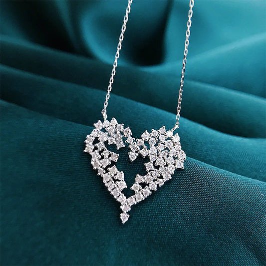Huitan Love Pendant Necklace for Women with Sparkling Cubic Zirconia Heart Design
