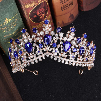 Baroque Crystal Water Drop Bridal Jewelry Set - Top-Rated Rhinestone Tiara, Necklace & Earring Gift for Brides Blue 1