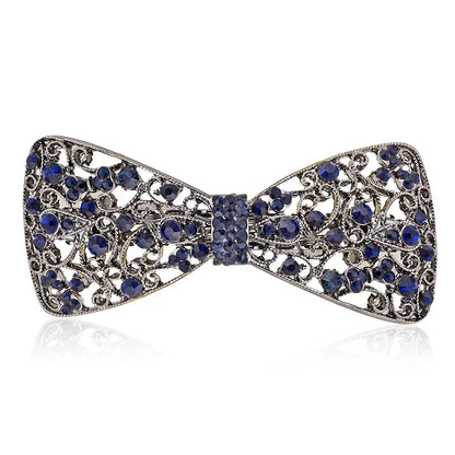 Elegant Blue Rhinestone Flower Hair Clips for Women - Crystal Fashion Barrettes by EASYA