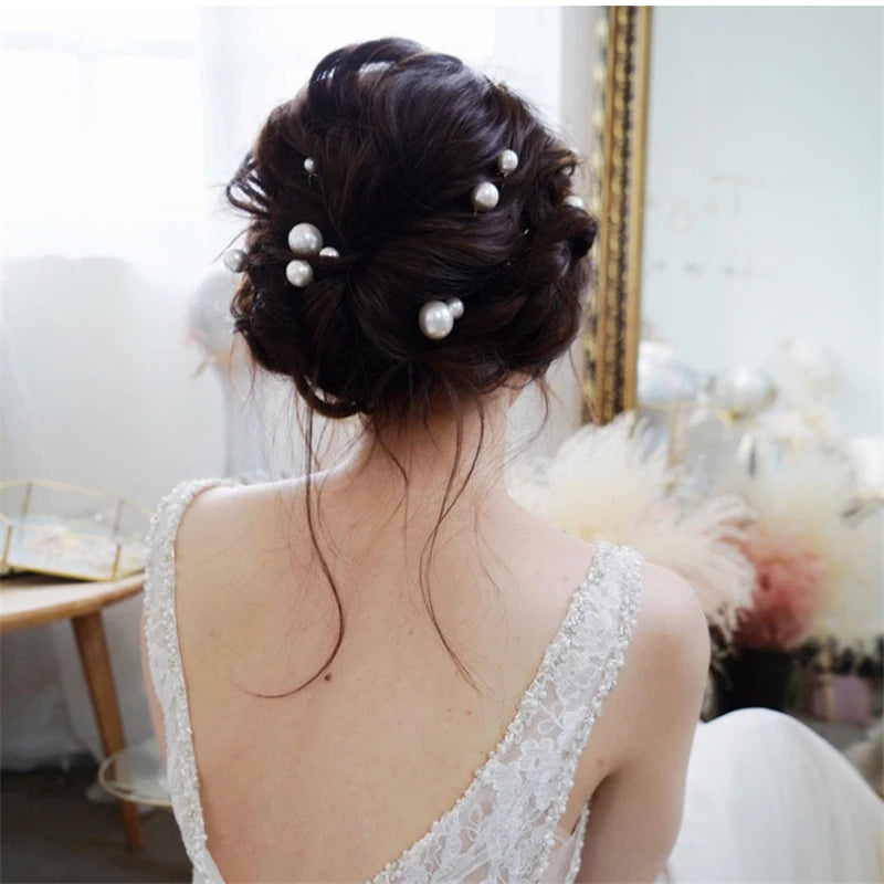 Elegant Pearl Bridal Hair Pin U-Shaped Barrette Clip for Wedding and Party Styles
