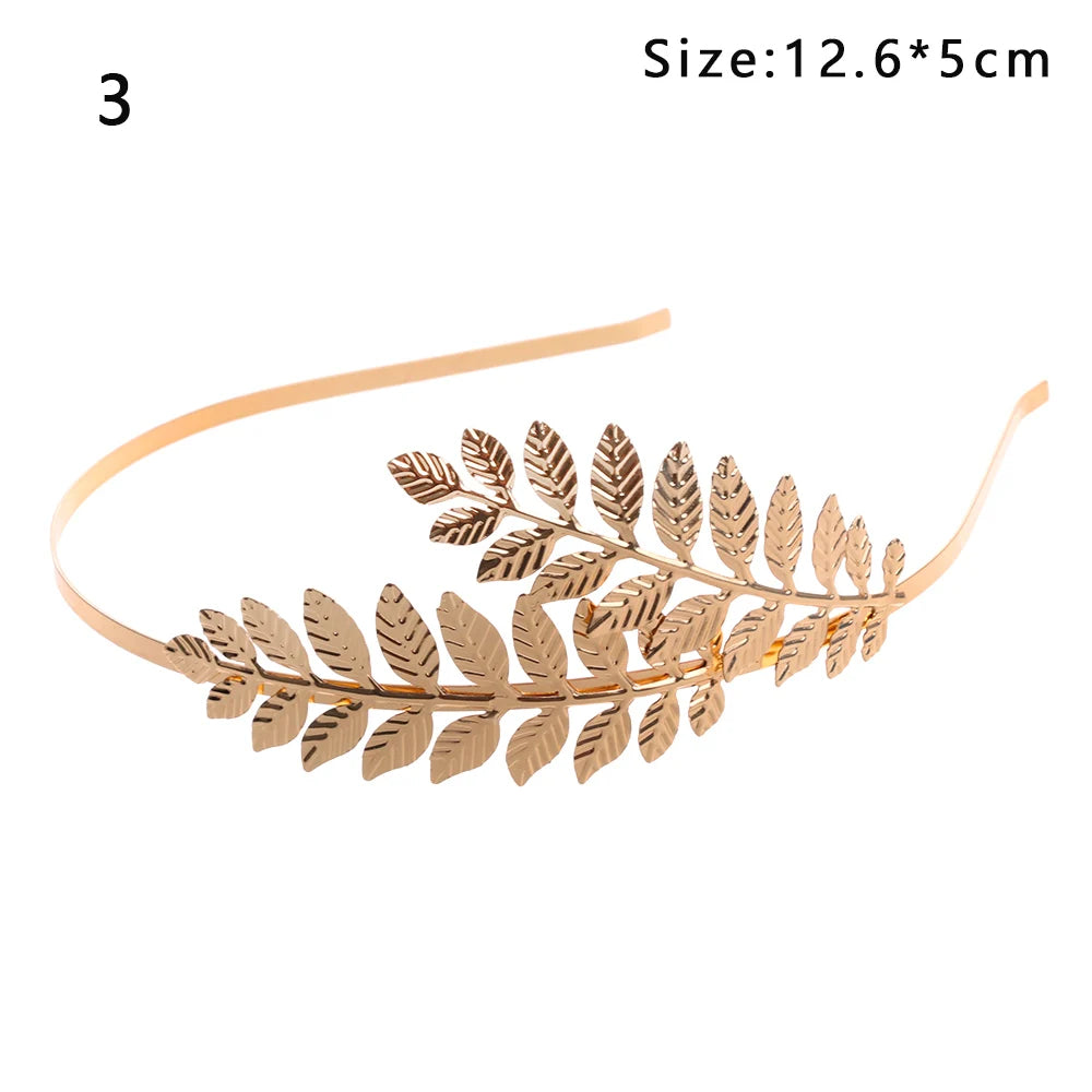 Elegant Retro Gold Leaf Bridal Headband Tiara for Greek and Roman Inspired Weddings