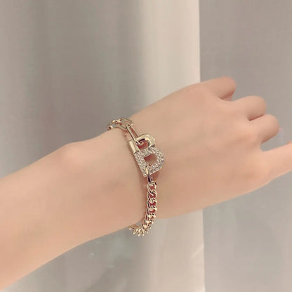 New Fashion Japan Korea Super Shine Rhinestone Word Bracelets Luxury Jewelry Accessories for Women and Girls