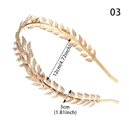 Elegant Retro Gold Leaf Bridal Headband Tiara for Greek and Roman Inspired Weddings