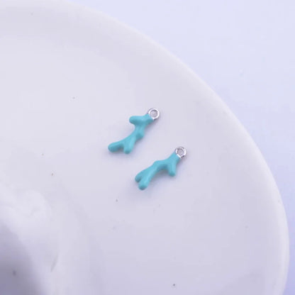 Vibrant Enamel Tree Charms Rhodium Plated Copper Pendants for DIY Earrings Jewelry 10pcs Set