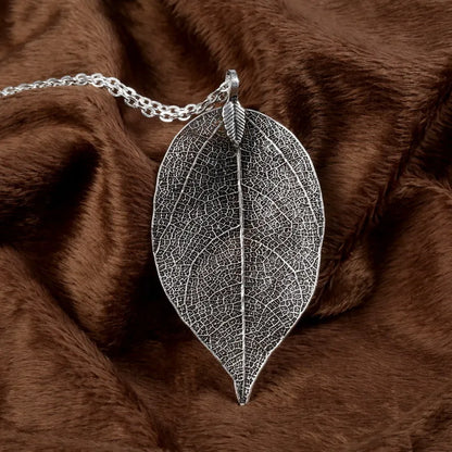 Exquisite Real Leaf Filigree Necklace for Women - Vintage Long Statement Jewelry by LOVBEAFAS