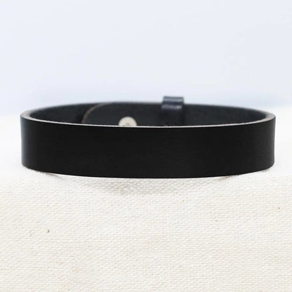 Custom Engraved Leather Bracelet for Men - Personalized Anniversary Gift with Kids Names or Coordinates