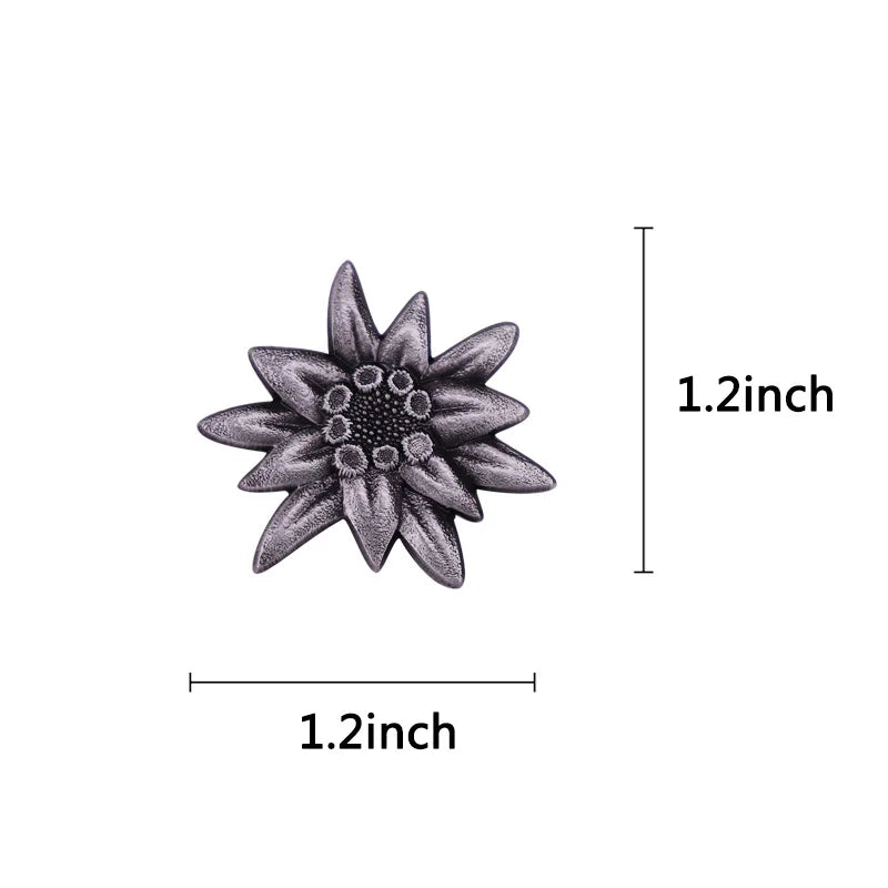 Classic Edelweiss Flower Enamel Pin Badge Copper Brooch for Unisex Fashion