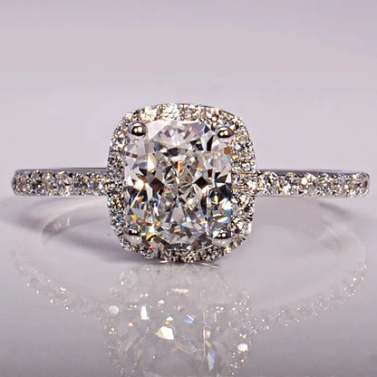 Real 100 Percent 925 Sterling Silver Diamond Engagement Wedding Ring Set for Women