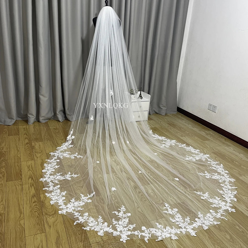 Ivory Lace Cathedral Bridal Veil with Comb for Women - Available in 3m, 4m, 5m Lengths