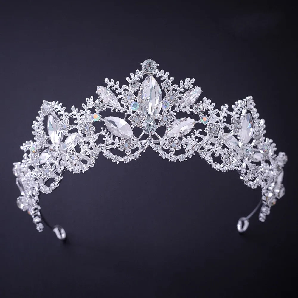 Silver Crystal Rhinestone Bridal Tiara - Top-Rated Wedding Hair Accessory Style H